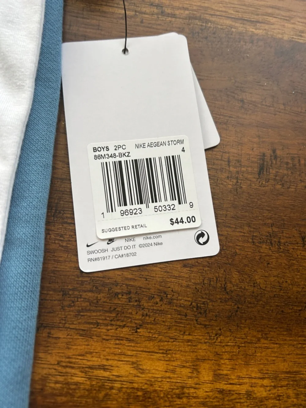 Nike White & Dusty Blue "Just Do It." Tee and Joggers Set - Picture 2 of 3